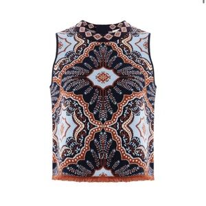 Cara Cara - Julissa Fringed Wool-Cashmere Top - Navy